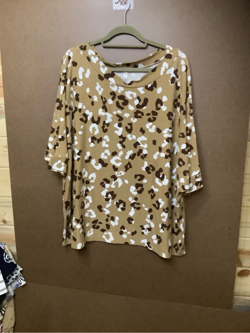 Women's Tan Leopard Print Tunic Top - Relaxed Fit - Picture 8 of 8